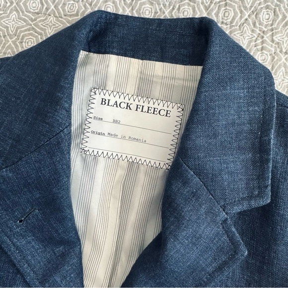 Black Fleece Brooks Brothers Indigo Linen Women’s Blazer Thom Browne Size M BB2 - Picture 3 of 11